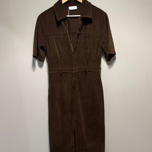 Sage Brown Midi Dress